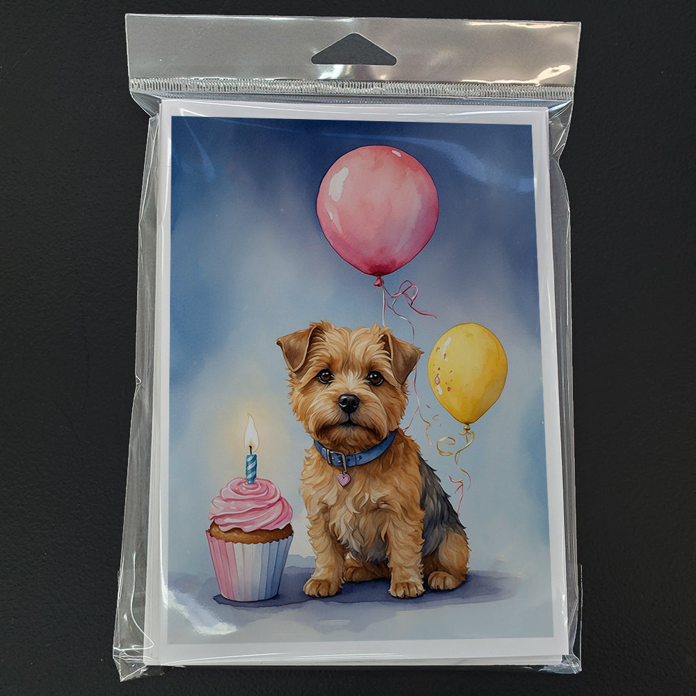 Norfolk Terrier Happy Birthday Greeting Cards Pack of 8 Blank Cards with Envelopes Whimsical A7 Size 5x7
