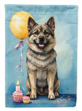 Norwegian Elkhound Happy Birthday House Flag 28x40 Porch Sleeve Pole Decorative Outside Yard Banner Artwork Wall Hanging, Polyester