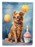 Nova Scotia Duck Tolling Retriever Happy Birthday House Flag 28x40 Porch Sleeve Pole Decorative Outside Yard Banner Artwork Wall Hanging, Polyester
