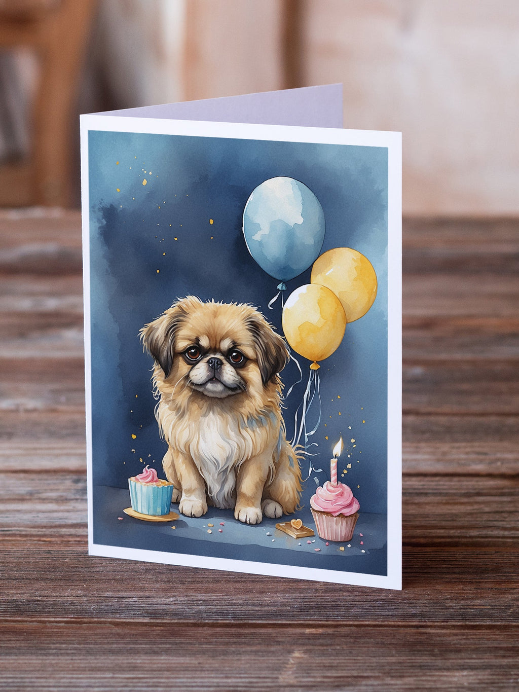 Pekingese Happy Birthday Greeting Cards Pack of 8 Blank Cards with Envelopes Whimsical A7 Size 5x7