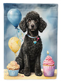 Black Standard Poodle Happy Birthday House Flag 28x40 Porch Sleeve Pole Decorative Outside Yard Banner Artwork Wall Hanging, Polyester
