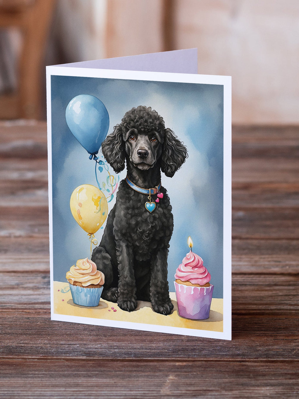 Black Standard Poodle Happy Birthday Greeting Cards Pack of 8 Blank Cards with Envelopes Whimsical A7 Size 5x7