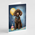 Chocolate Standard Poodle Happy Birthday Greeting Cards Pack of 8 Blank Cards with Envelopes Whimsical A7 Size 5x7