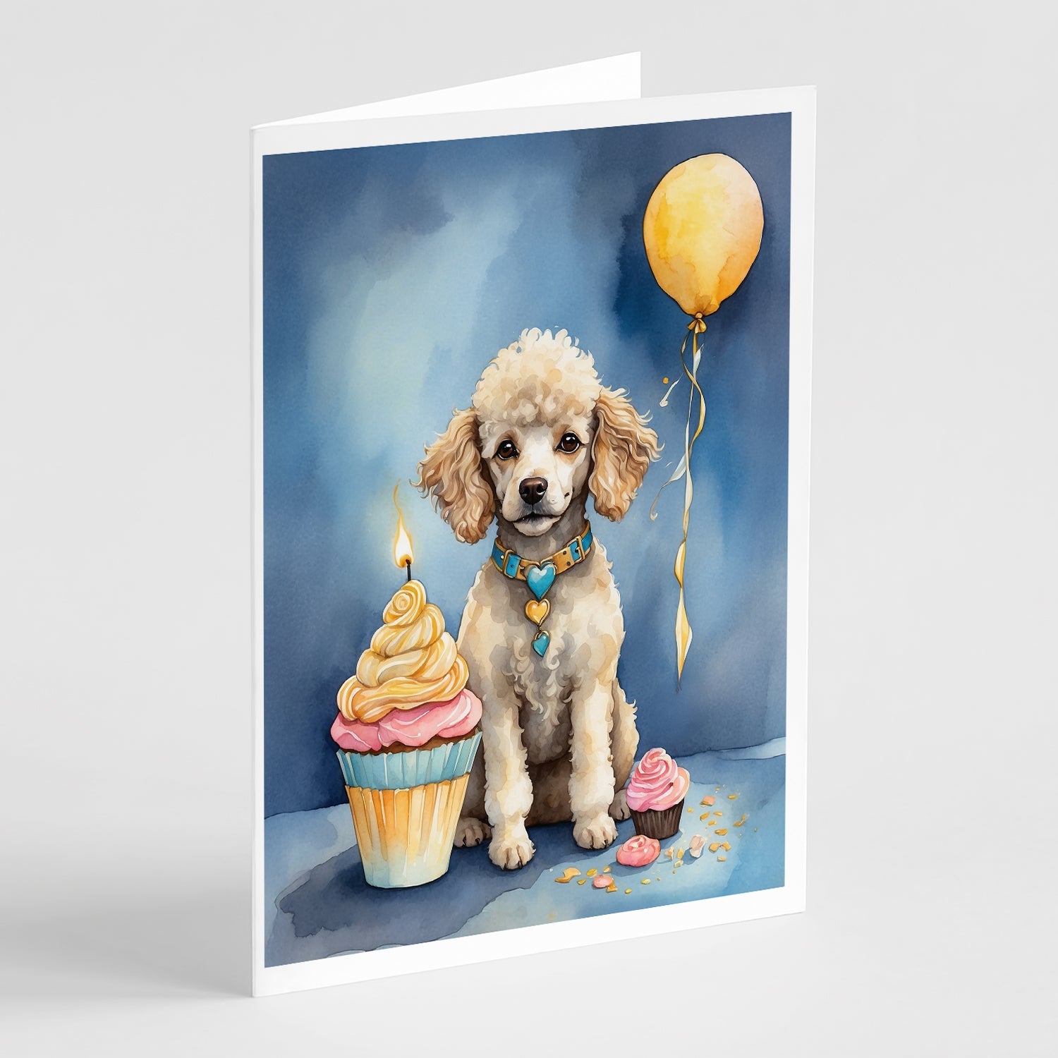 White Toy Poodle Happy Birthday Greeting Cards Pack of 8 Blank Cards with Envelopes Whimsical A7 Size 5x7