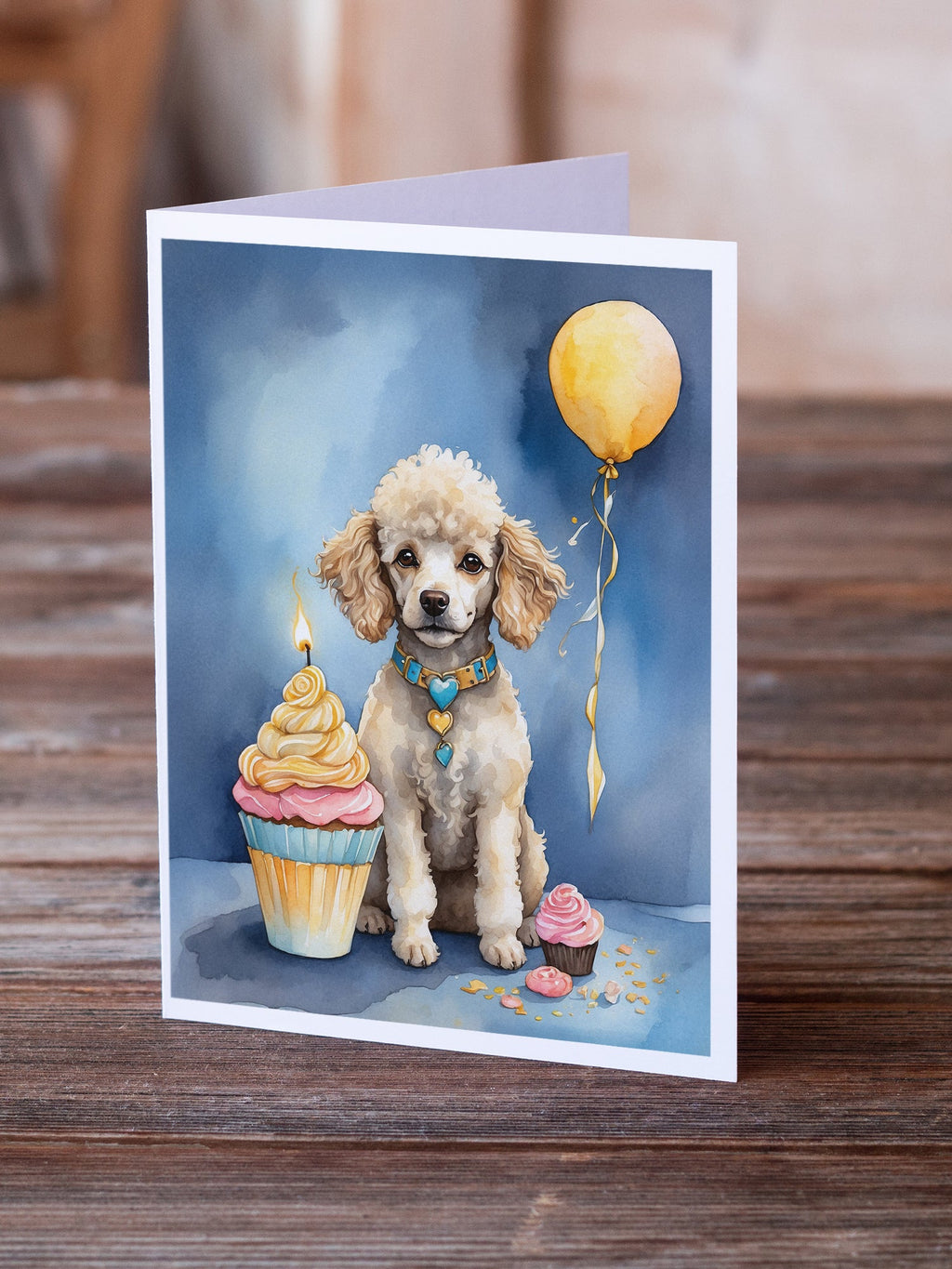 White Toy Poodle Happy Birthday Greeting Cards Pack of 8 Blank Cards with Envelopes Whimsical A7 Size 5x7