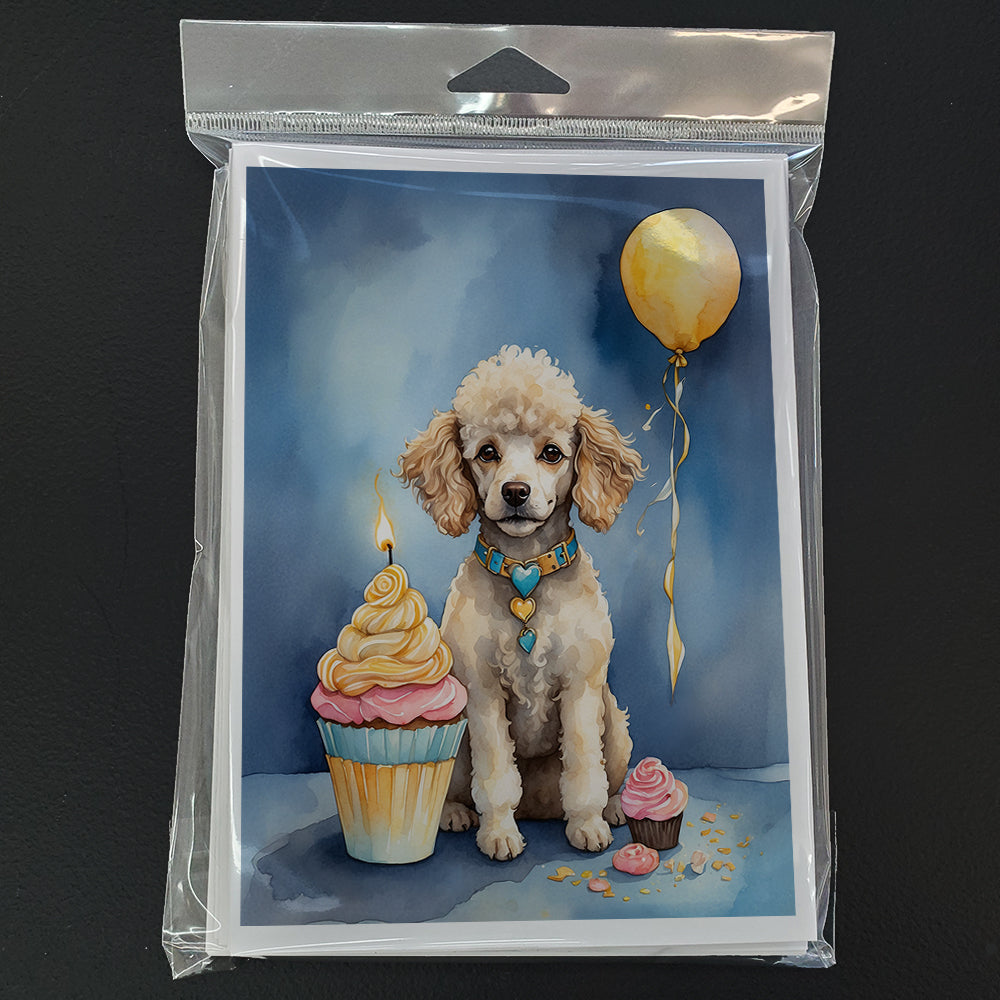 White Toy Poodle Happy Birthday Greeting Cards Pack of 8 Blank Cards with Envelopes Whimsical A7 Size 5x7