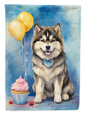 Alaskan Malamute Happy Birthday House Flag 28x40 Porch Sleeve Pole Decorative Outside Yard Banner Artwork Wall Hanging, Polyester