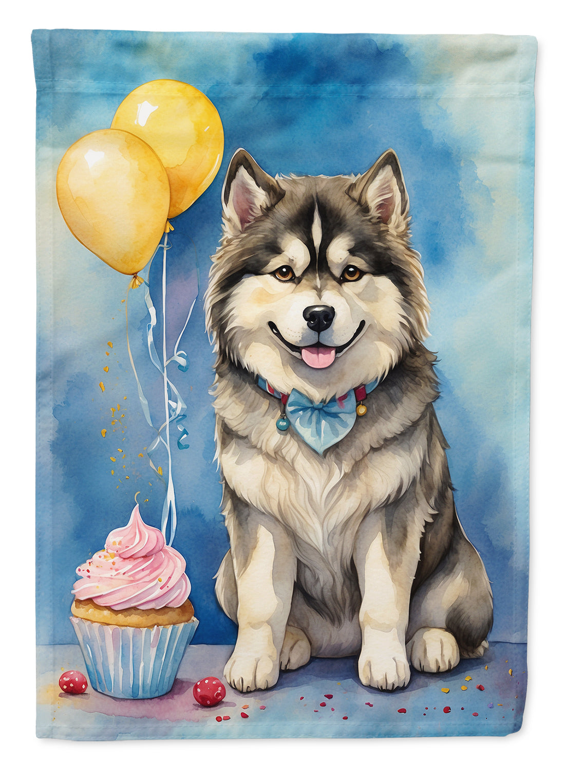 Alaskan Malamute Happy Birthday House Flag 28x40 Porch Sleeve Pole Decorative Outside Yard Banner Artwork Wall Hanging, Polyester
