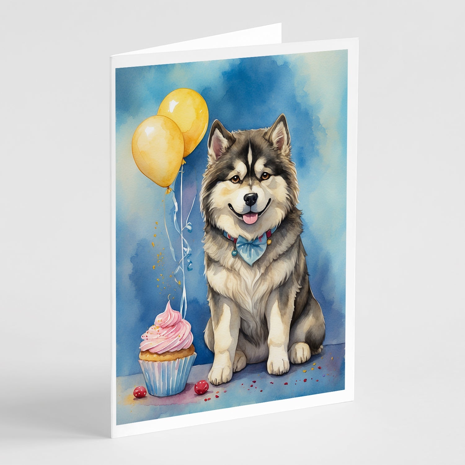 Alaskan Malamute Happy Birthday Greeting Cards Pack of 8 Blank Cards with Envelopes Whimsical A7 Size 5x7