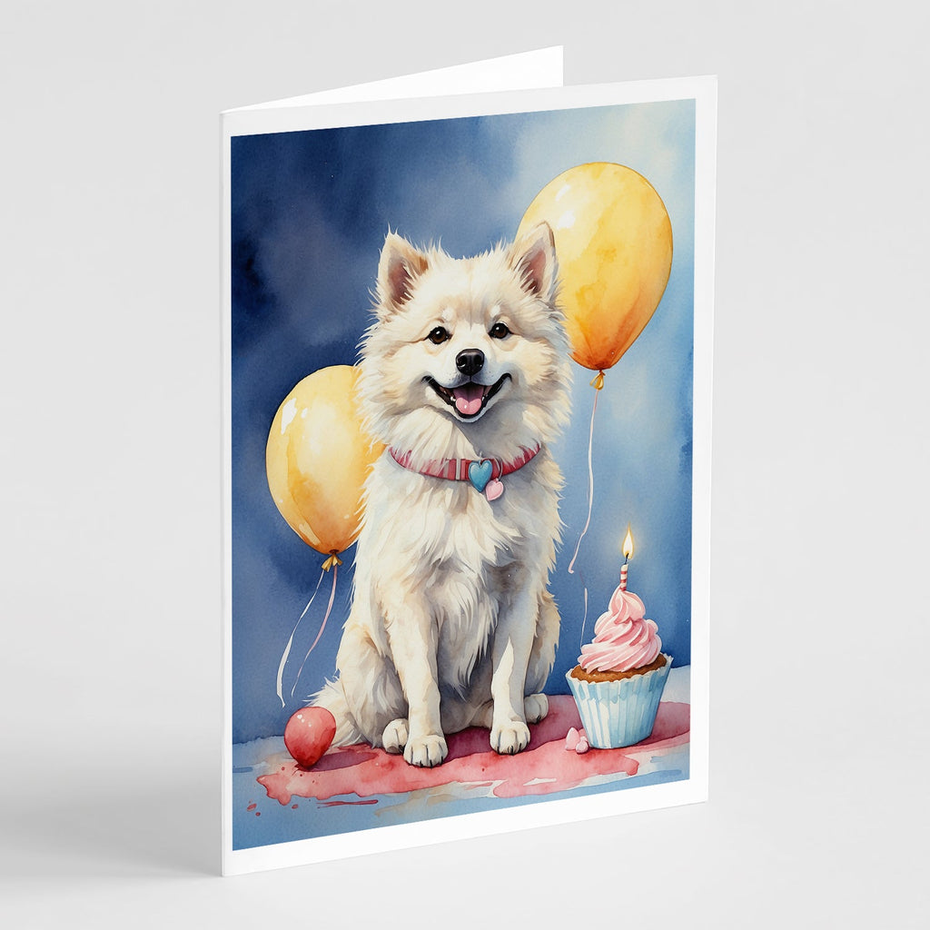 American Eskimo Happy Birthday Greeting Cards Pack of 8 Blank Cards with Envelopes Whimsical A7 Size 5x7