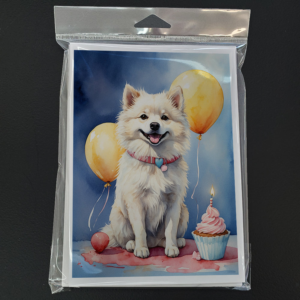American Eskimo Happy Birthday Greeting Cards Pack of 8 Blank Cards with Envelopes Whimsical A7 Size 5x7