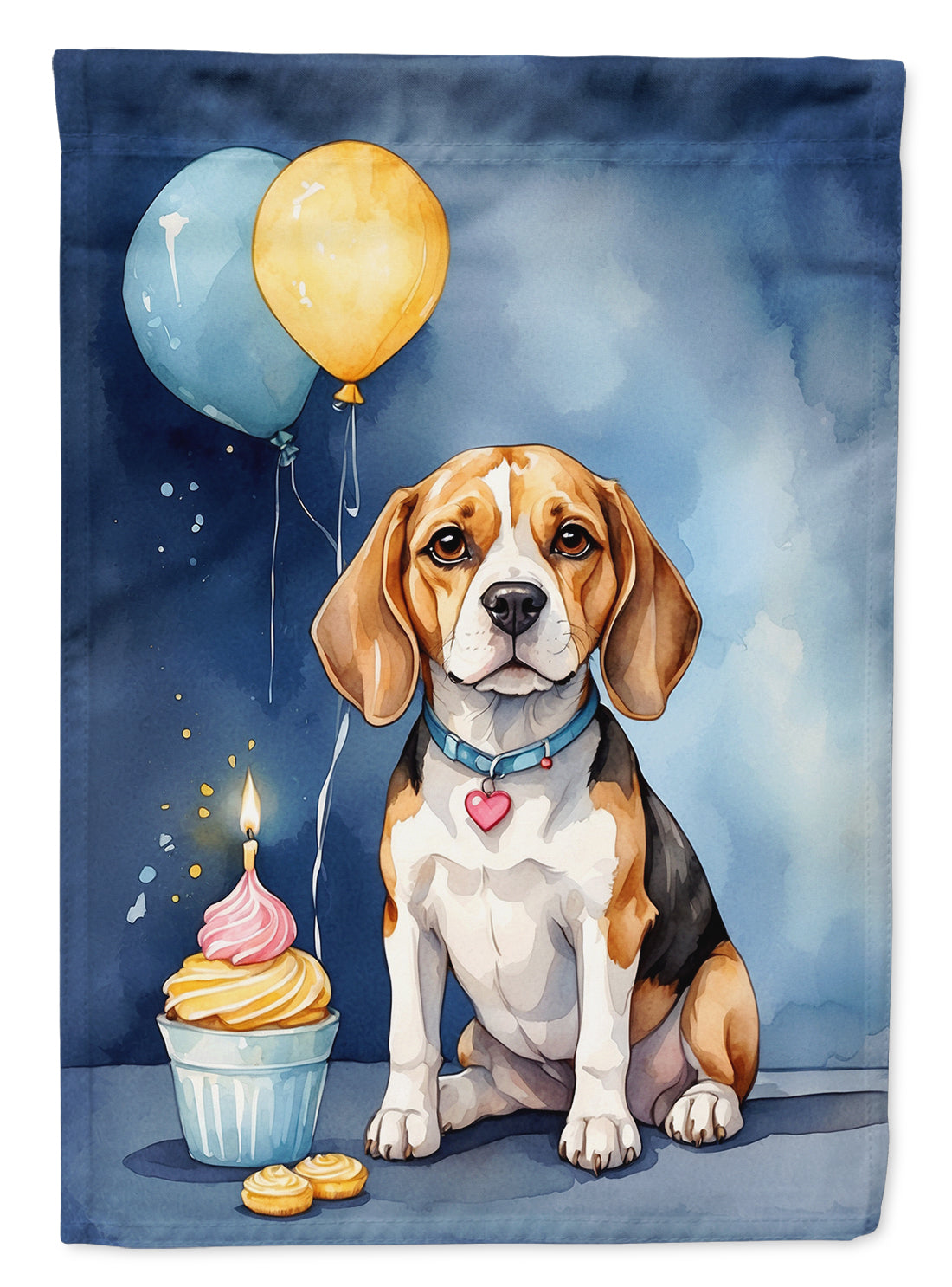 Beagle Happy Birthday House Flag 28x40 Porch Sleeve Pole Decorative Outside Yard Banner Artwork Wall Hanging, Polyester