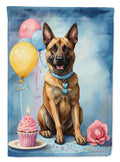 Belgian Malinois Happy Birthday House Flag 28x40 Porch Sleeve Pole Decorative Outside Yard Banner Artwork Wall Hanging, Polyester