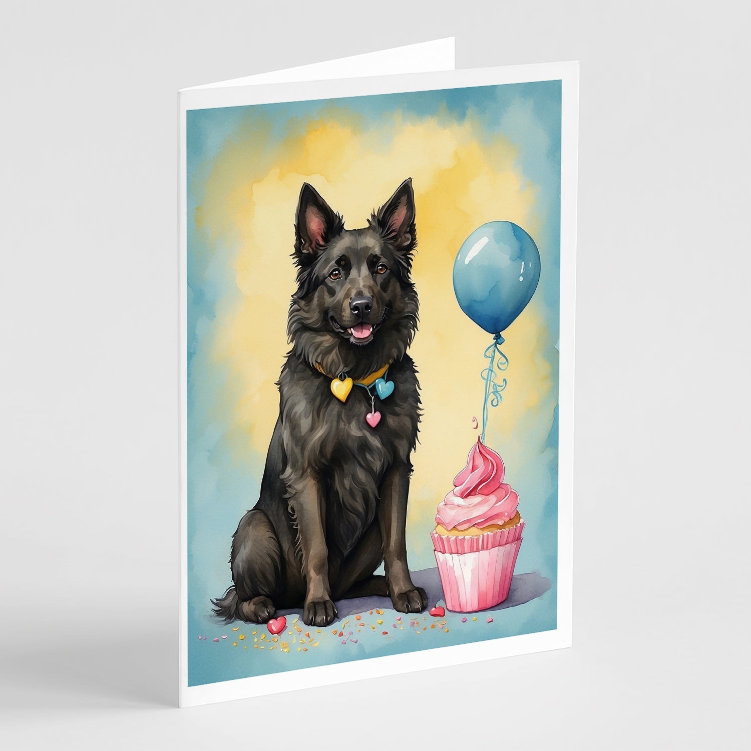 Belgian Sheepdog Happy Birthday Greeting Cards Pack of 8 Blank Cards with Envelopes Whimsical A7 Size 5x7
