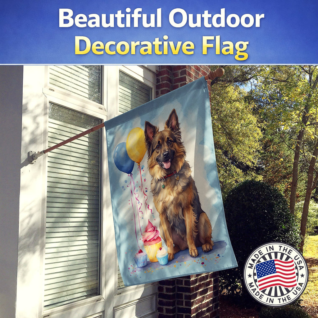 Belgian Tervuren Happy Birthday House Flag 28x40 Porch Sleeve Pole Decorative Outside Yard Banner Artwork Wall Hanging, Polyester