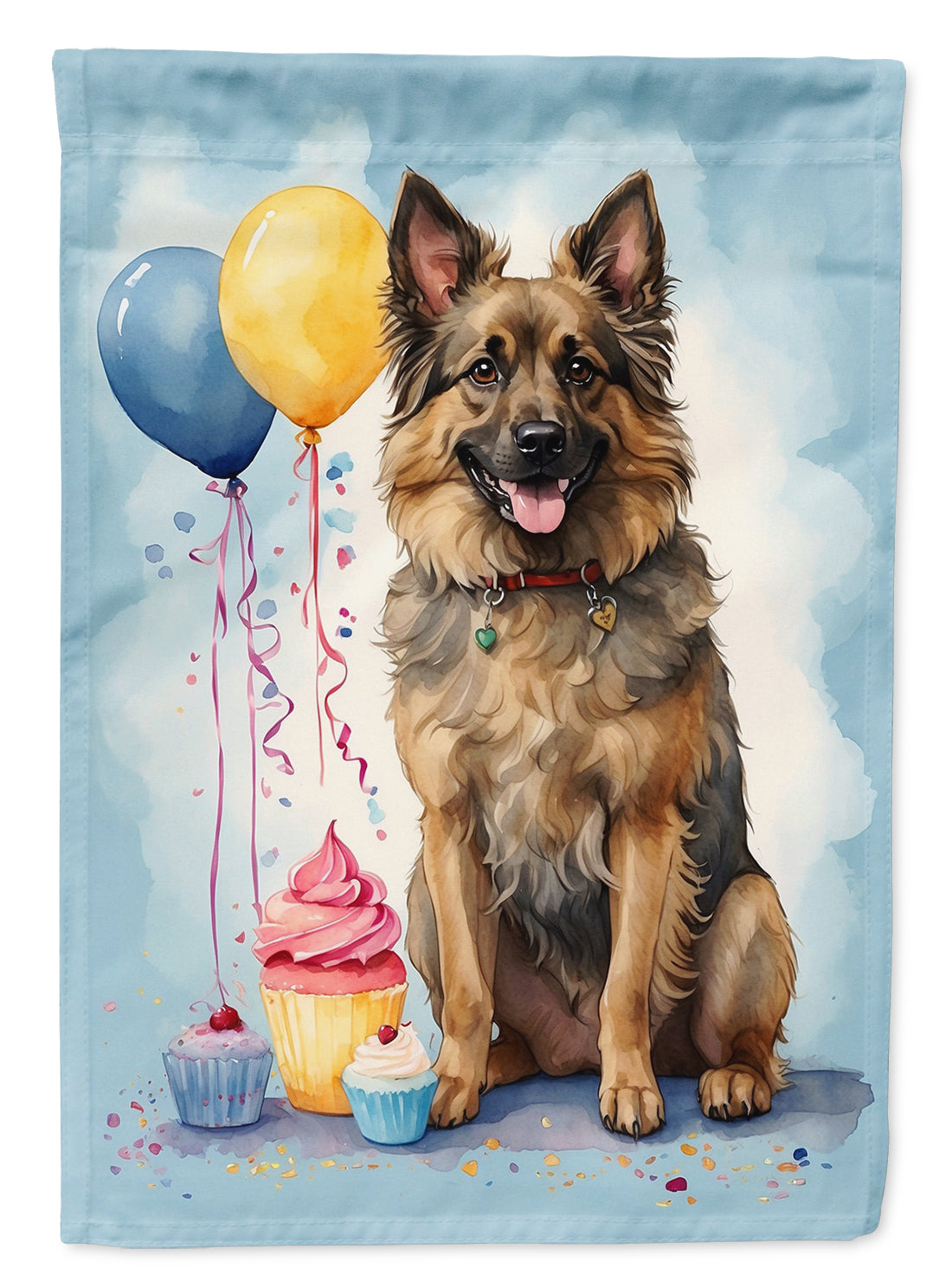 Belgian Tervuren Happy Birthday House Flag 28x40 Porch Sleeve Pole Decorative Outside Yard Banner Artwork Wall Hanging, Polyester