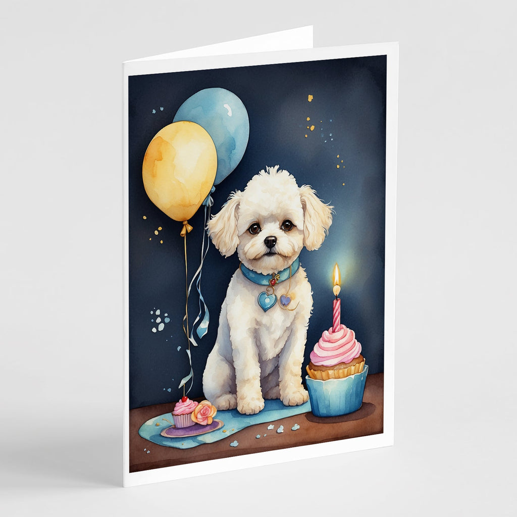 Bichon Frise Happy Birthday Greeting Cards Pack of 8 Blank Cards with Envelopes Whimsical A7 Size 5x7