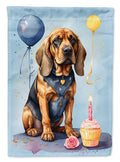 Bloodhound Happy Birthday House Flag 28x40 Porch Sleeve Pole Decorative Outside Yard Banner Artwork Wall Hanging, Polyester