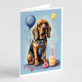 Bloodhound Happy Birthday Greeting Cards Pack of 8 Blank Cards with Envelopes Whimsical A7 Size 5x7