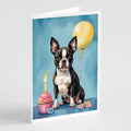 Boston Terrier Happy Birthday Greeting Cards Pack of 8 Blank Cards with Envelopes Whimsical A7 Size 5x7