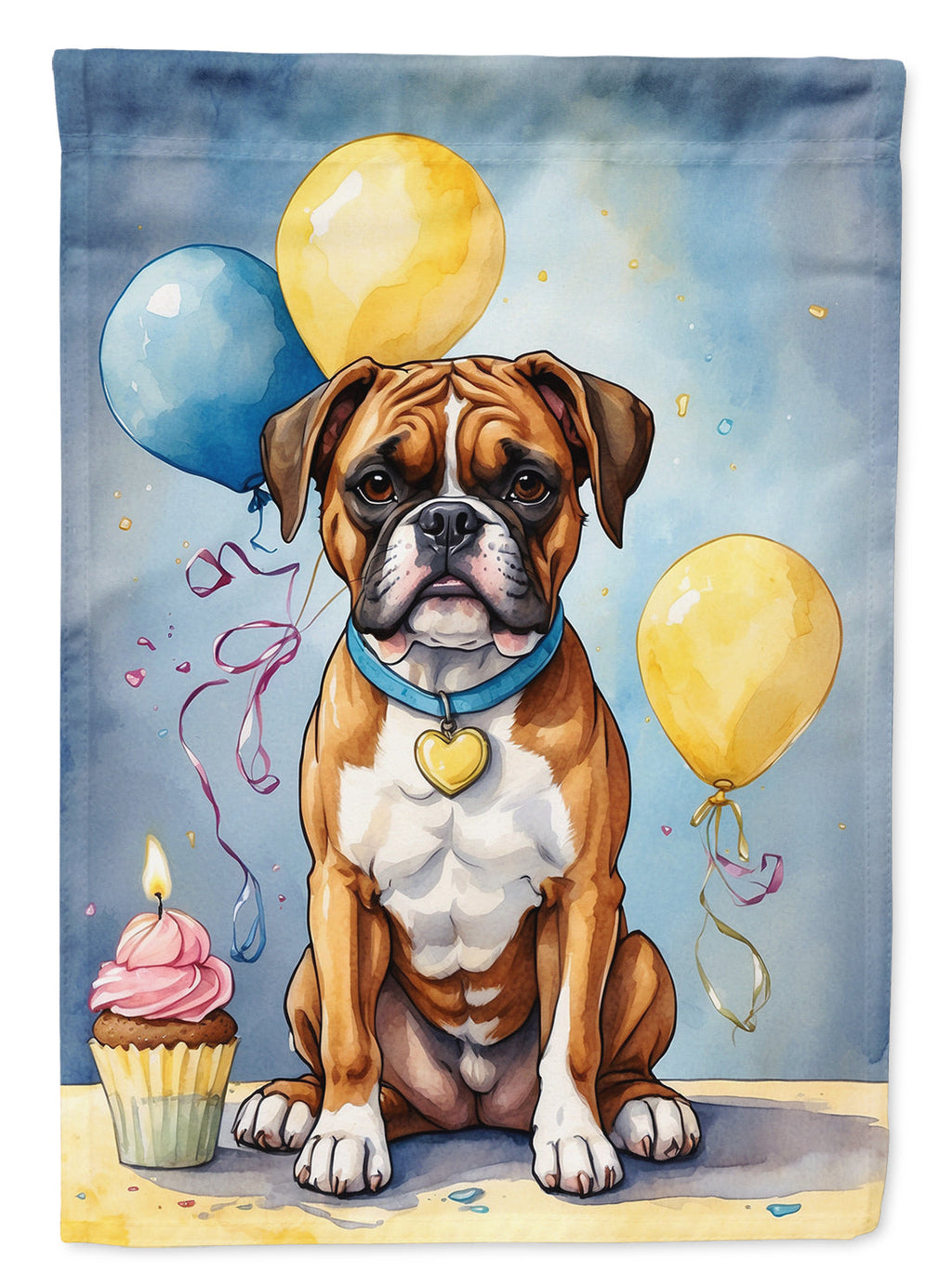 Boxer Happy Birthday House Flag 28x40 Porch Sleeve Pole Decorative Outside Yard Banner Artwork Wall Hanging, Polyester