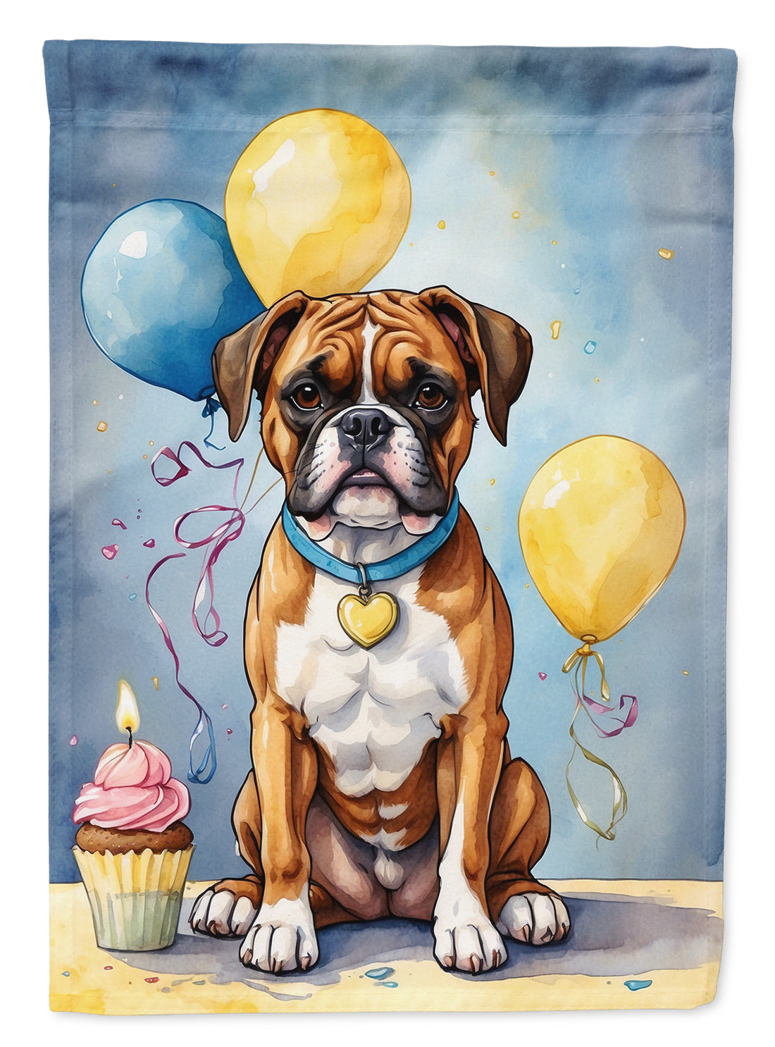 Boxer Happy Birthday House Flag 28x40 Porch Sleeve Pole Decorative Outside Yard Banner Artwork Wall Hanging, Polyester