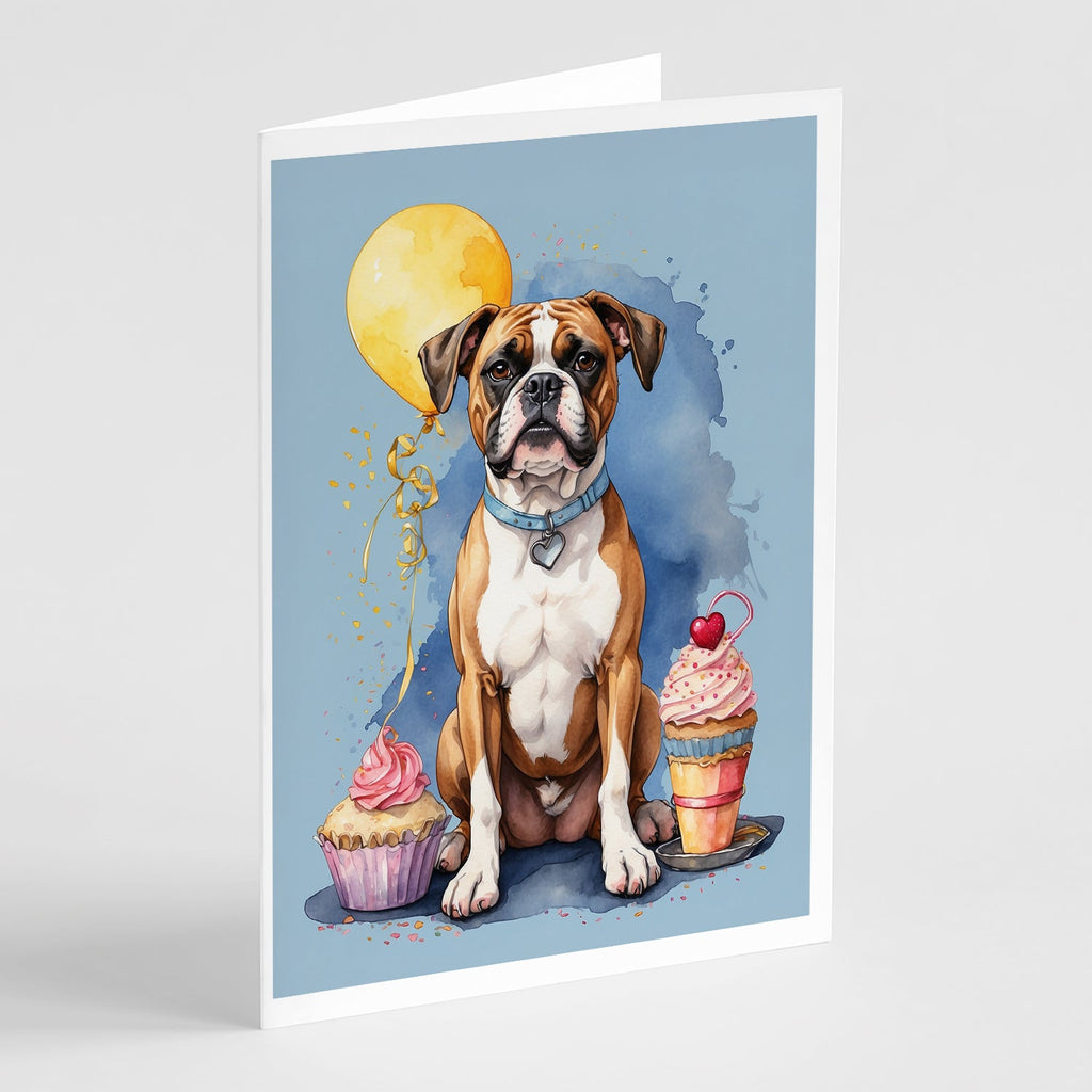 Boxer Happy Birthday Greeting Cards Pack of 8 Blank Cards with Envelopes Whimsical A7 Size 5x7