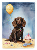 Boykin Spaniel Happy Birthday House Flag 28x40 Porch Sleeve Pole Decorative Outside Yard Banner Artwork Wall Hanging, Polyester