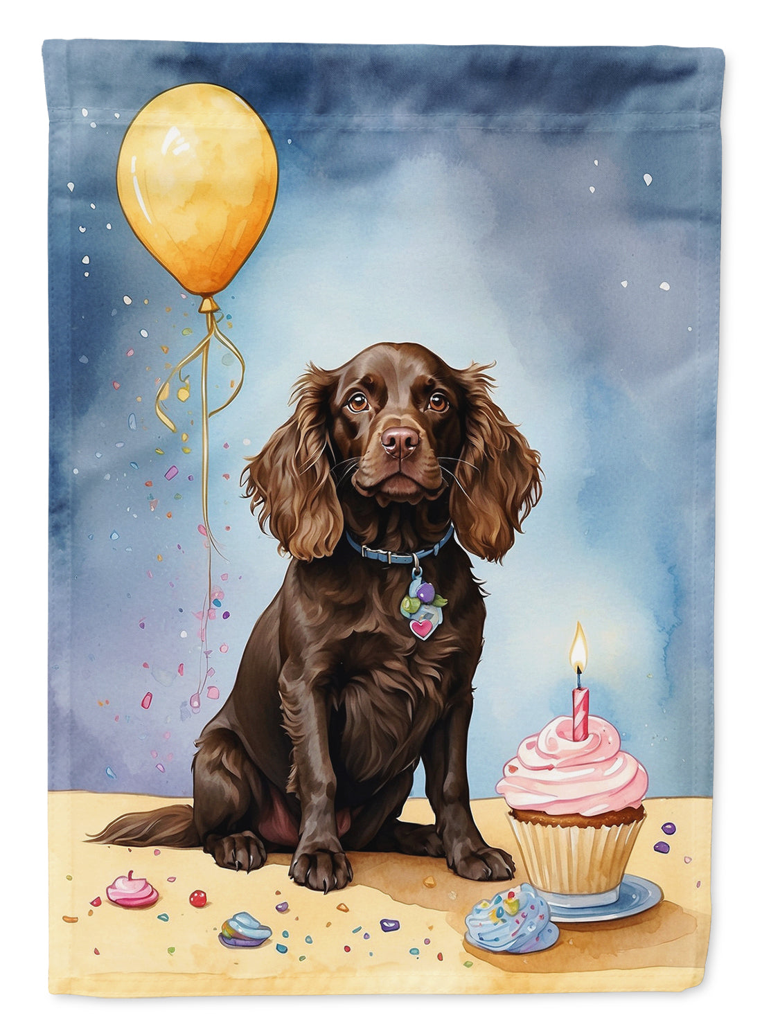 Boykin Spaniel Happy Birthday House Flag 28x40 Porch Sleeve Pole Decorative Outside Yard Banner Artwork Wall Hanging, Polyester