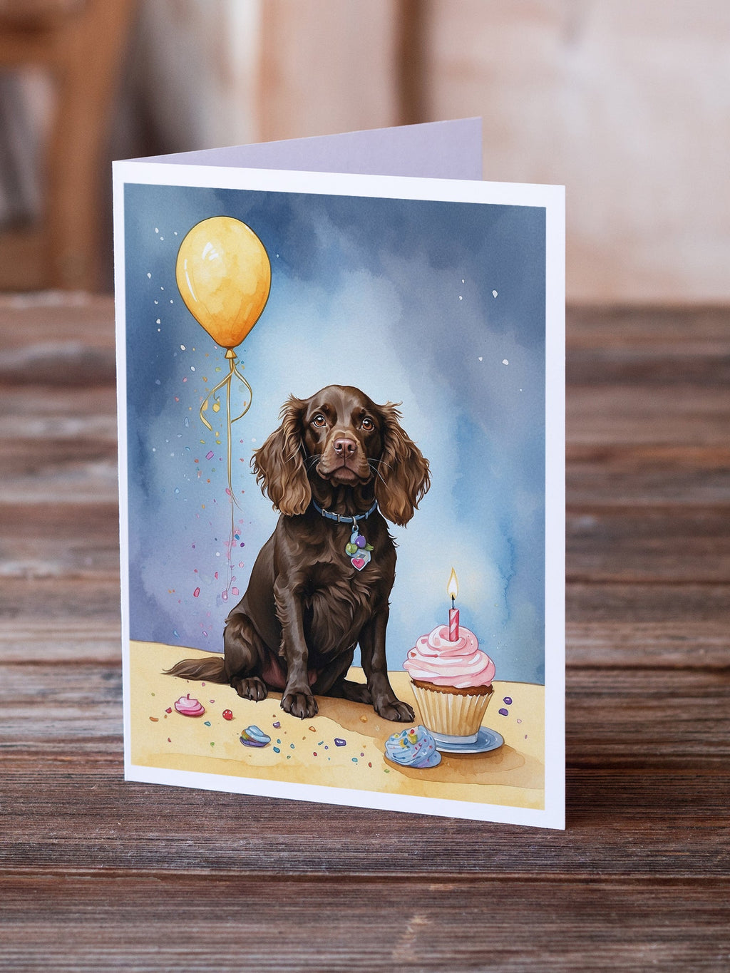 Boykin Spaniel Happy Birthday Greeting Cards Pack of 8 Blank Cards with Envelopes Whimsical A7 Size 5x7