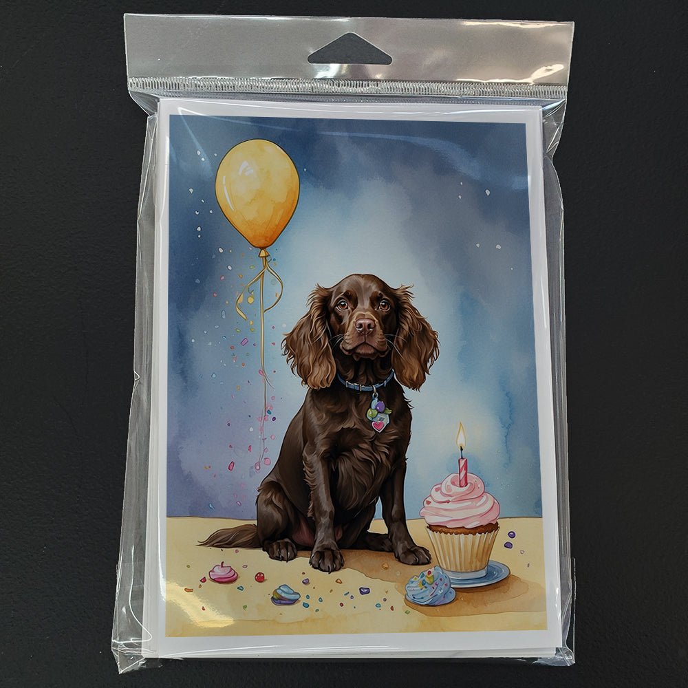 Boykin Spaniel Happy Birthday Greeting Cards Pack of 8 Blank Cards with Envelopes Whimsical A7 Size 5x7