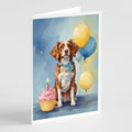 Brittany Spaniel Happy Birthday Greeting Cards Pack of 8 Blank Cards with Envelopes Whimsical A7 Size 5x7