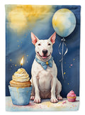 Bull Terrier Happy Birthday House Flag 28x40 Porch Sleeve Pole Decorative Outside Yard Banner Artwork Wall Hanging, Polyester