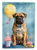 Bullmastiff Happy Birthday House Flag 28x40 Porch Sleeve Pole Decorative Outside Yard Banner Artwork Wall Hanging, Polyester