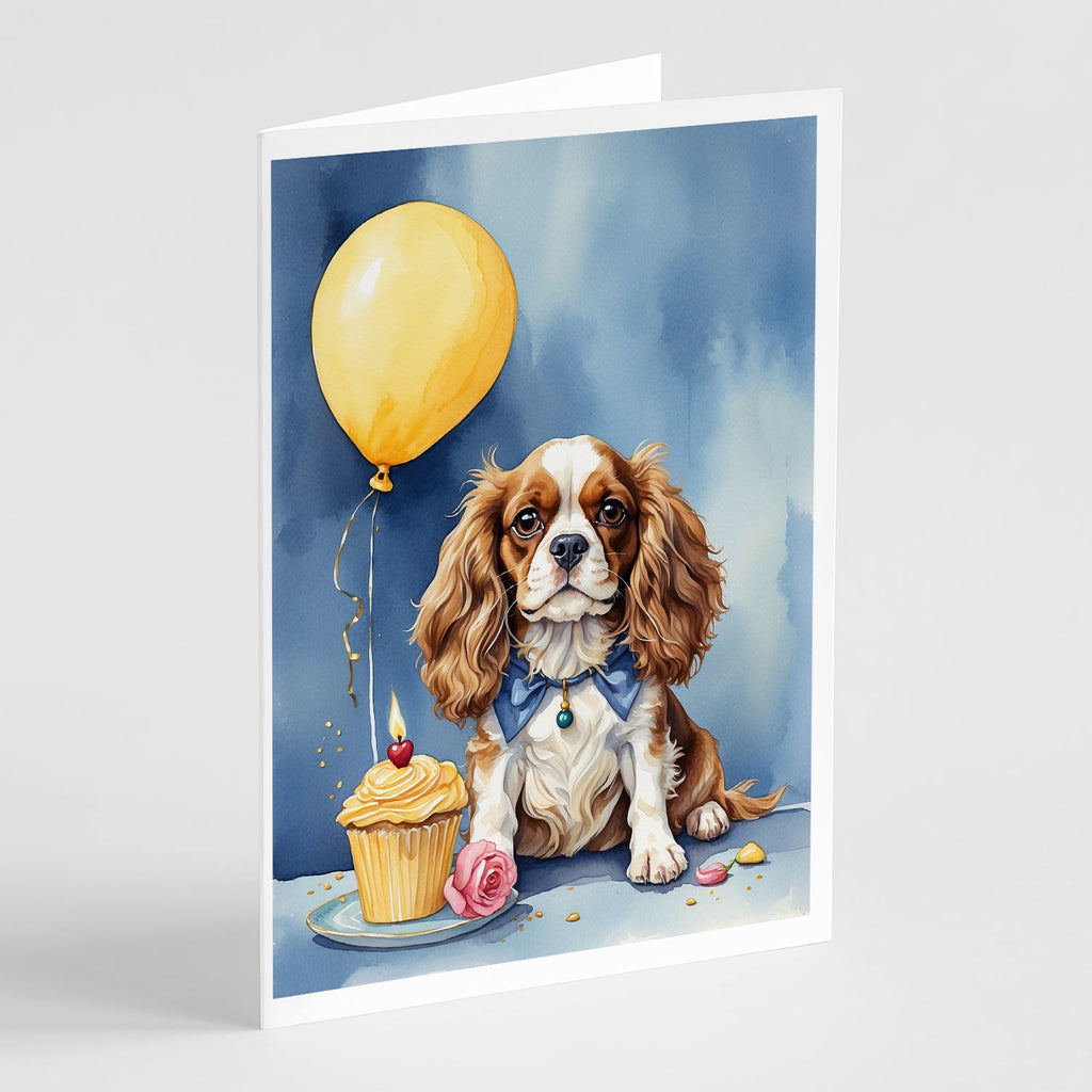 Cavalier Spaniel Happy Birthday Greeting Cards Pack of 8 Blank Cards with Envelopes Whimsical A7 Size 5x7