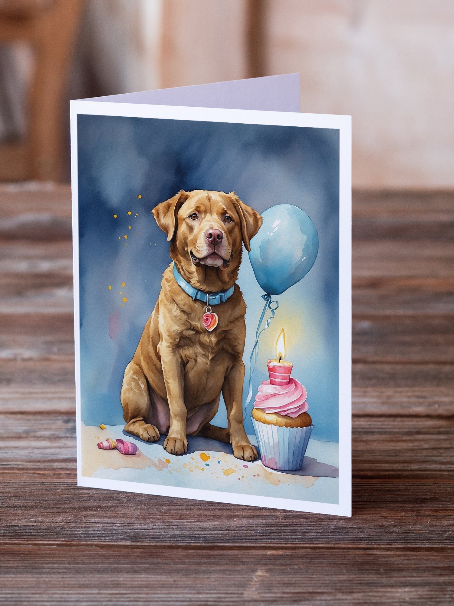 Chesapeake Bay Retriever Happy Birthday Greeting Cards Pack of 8 Blank Cards with Envelopes Whimsical A7 Size 5x7