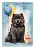 Black Chow Chow Happy Birthday House Flag 28x40 Porch Sleeve Pole Decorative Outside Yard Banner Artwork Wall Hanging, Polyester
