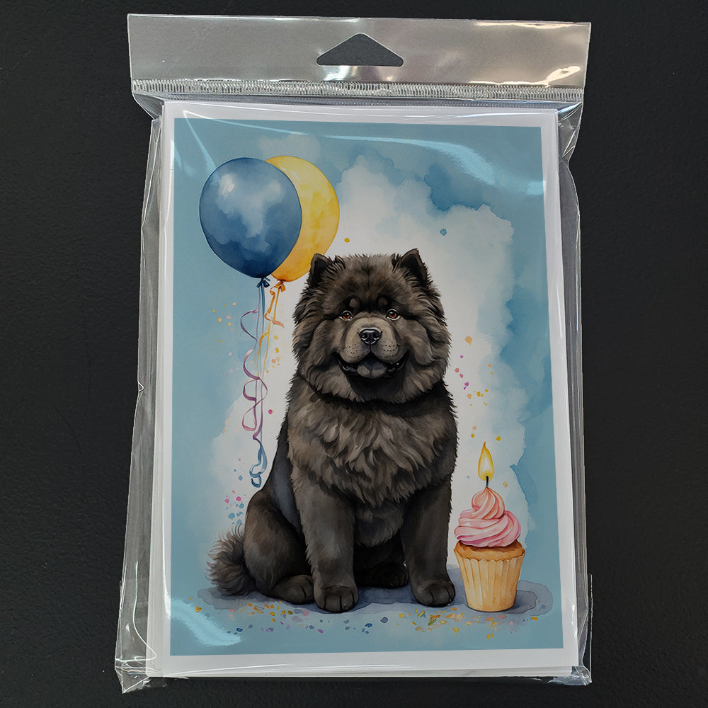 Black Chow Chow Happy Birthday Greeting Cards Pack of 8 Blank Cards with Envelopes Whimsical A7 Size 5x7