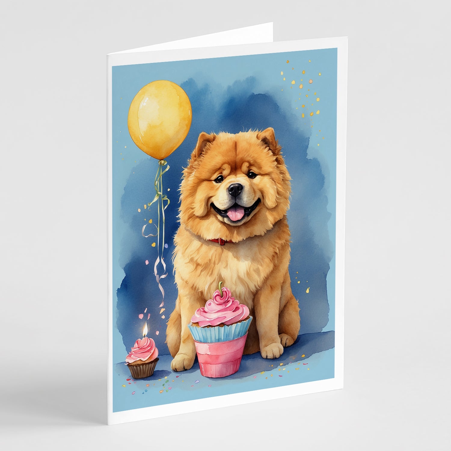 Chow Chow Happy Birthday Greeting Cards Pack of 8 Blank Cards with Envelopes Whimsical A7 Size 5x7