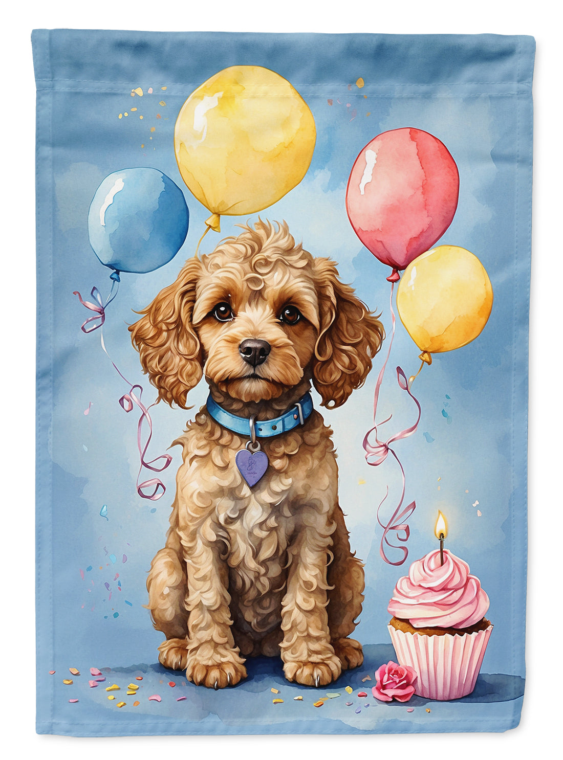 Cockapoo Happy Birthday House Flag 28x40 Porch Sleeve Pole Decorative Outside Yard Banner Artwork Wall Hanging, Polyester