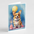 Corgi Happy Birthday Greeting Cards Pack of 8 Blank Cards with Envelopes Whimsical A7 Size 5x7