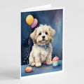 Coton De Tulear Happy Birthday Greeting Cards Pack of 8 Blank Cards with Envelopes Whimsical A7 Size 5x7