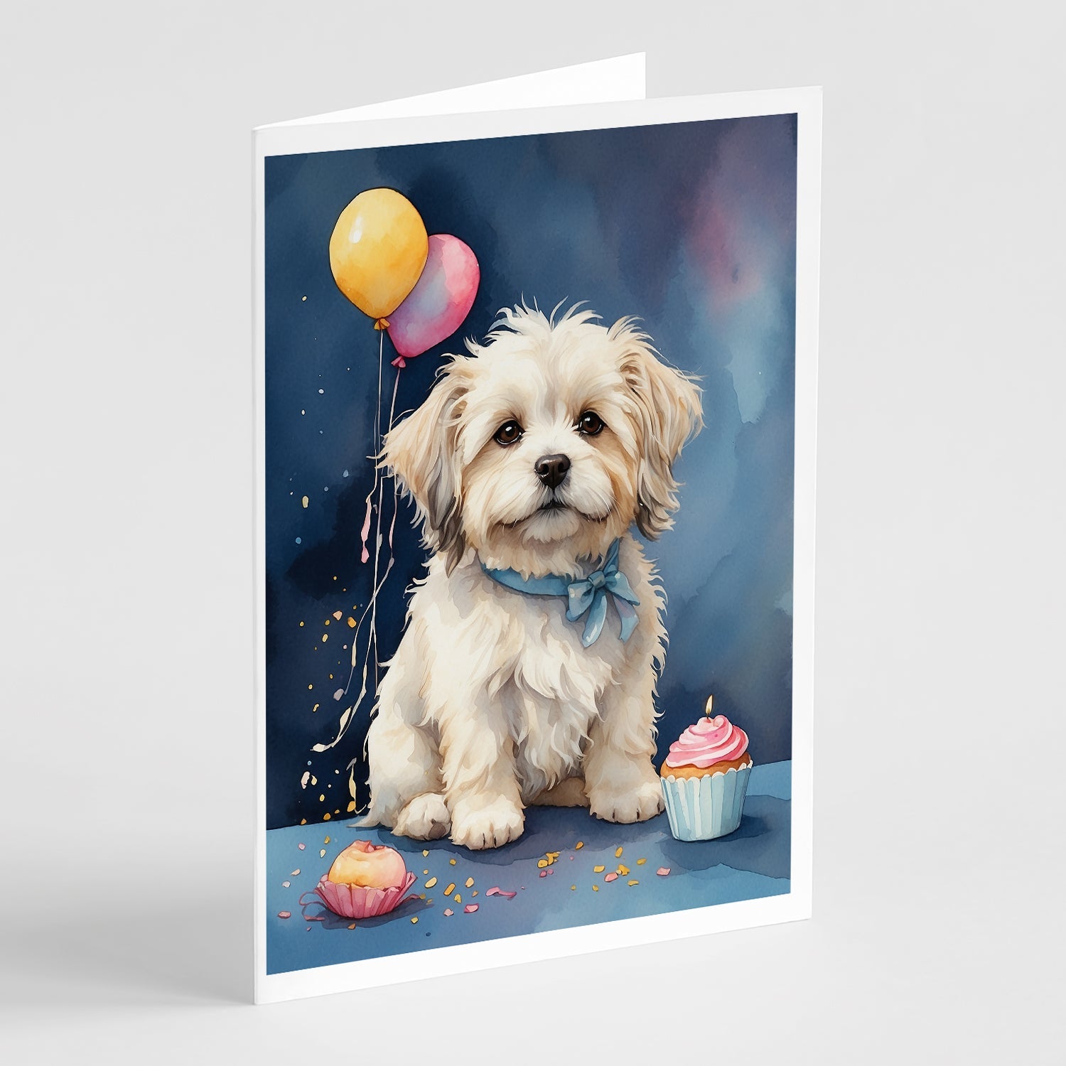 Coton De Tulear Happy Birthday Greeting Cards Pack of 8 Blank Cards with Envelopes Whimsical A7 Size 5x7