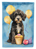 Portuguese Water Dog Happy Birthday House Flag 28x40 Porch Sleeve Pole Decorative Outside Yard Banner Artwork Wall Hanging, Polyester
