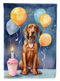 Redbone Coonhound Happy Birthday House Flag 28x40 Porch Sleeve Pole Decorative Outside Yard Banner Artwork Wall Hanging, Polyester