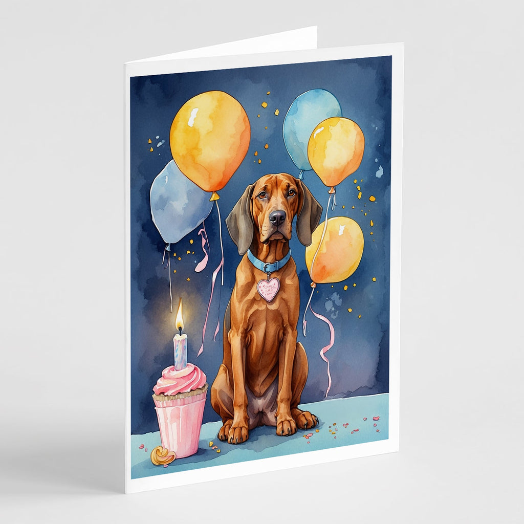 Redbone Coonhound Happy Birthday Greeting Cards Pack of 8 Blank Cards with Envelopes Whimsical A7 Size 5x7