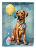 Rhodesian Ridgeback Happy Birthday House Flag 28x40 Porch Sleeve Pole Decorative Outside Yard Banner Artwork Wall Hanging, Polyester