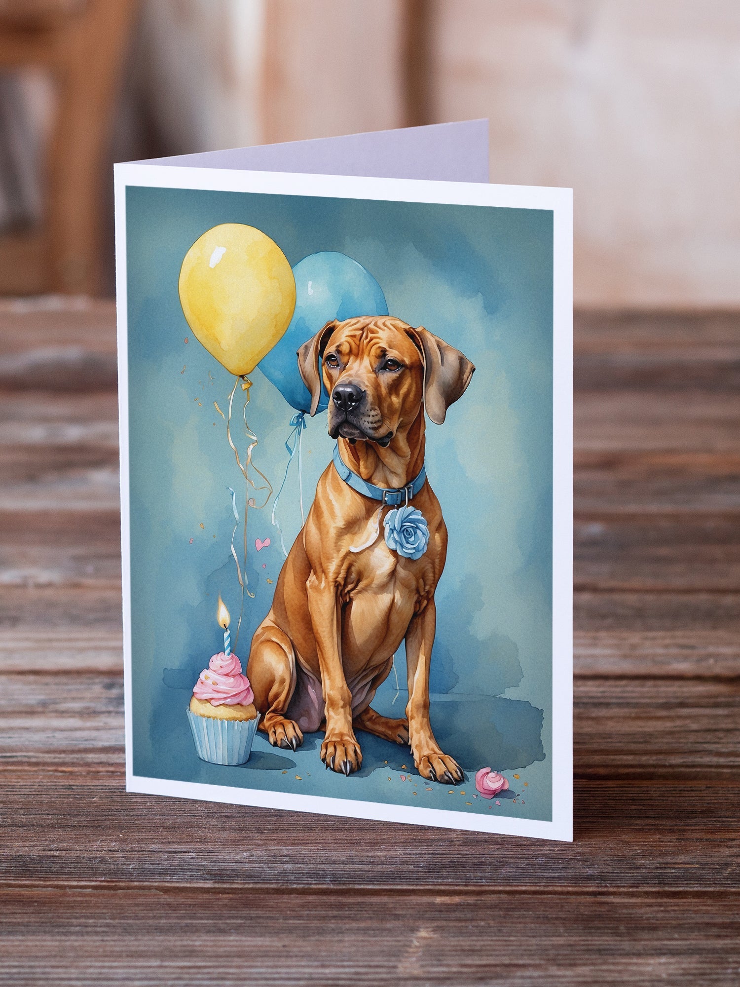 Rhodesian Ridgeback Happy Birthday Greeting Cards Pack of 8 Blank Cards with Envelopes Whimsical A7 Size 5x7