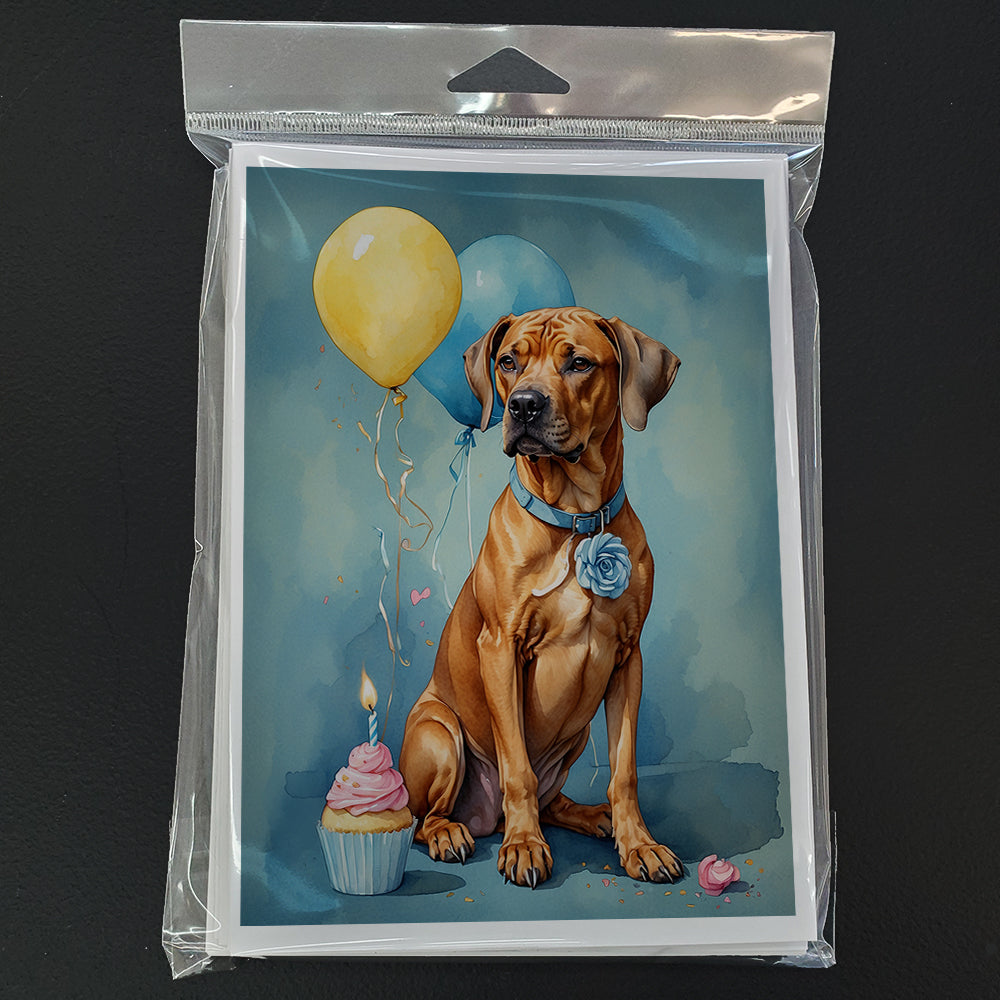 Rhodesian Ridgeback Happy Birthday Greeting Cards Pack of 8 Blank Cards with Envelopes Whimsical A7 Size 5x7