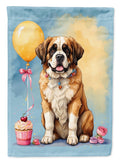Saint Bernard Happy Birthday House Flag 28x40 Porch Sleeve Pole Decorative Outside Yard Banner Artwork Wall Hanging, Polyester